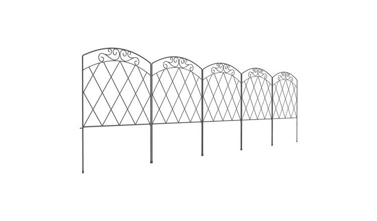 Outsunny 5PCS Metal Decoration Garden Fence - Black