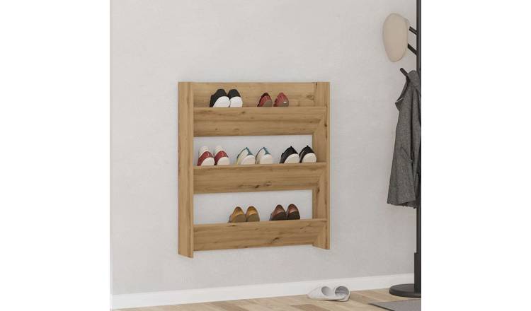 Walplus Engineered Wood Wall Shoe Cabinet - Artisan Oak - 80 x 18 x 90 cm