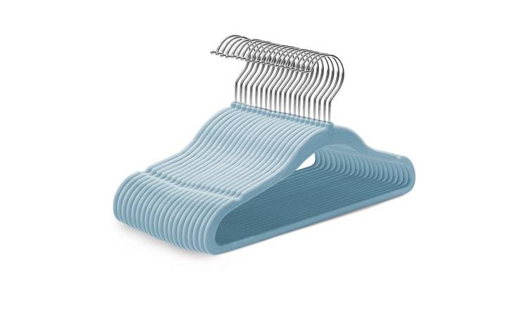 Kidoola Powder Blue & Silver Children's Velvet Baby Hangers - Pack of 20