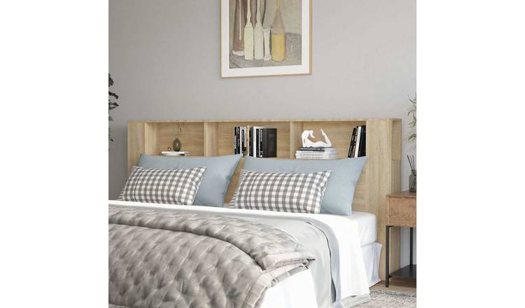 Walplus Engineered Wood Headboard Cabinet - Light Oak - 220 x 18.5 x 104.5 cm