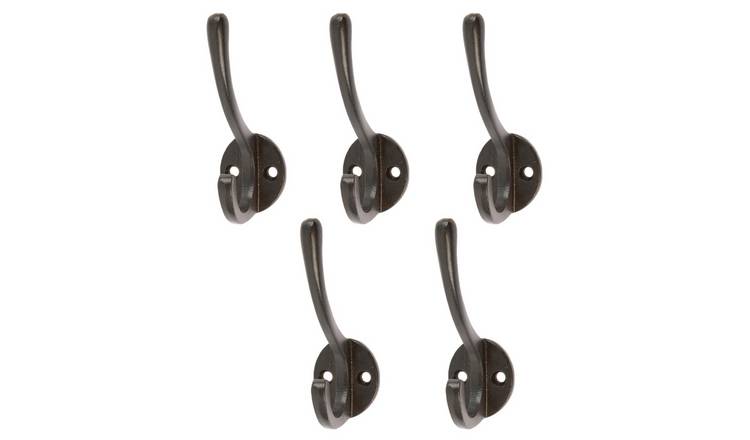 Hammer & Tongs Hat & Coat Hook - Black - Pack of 5