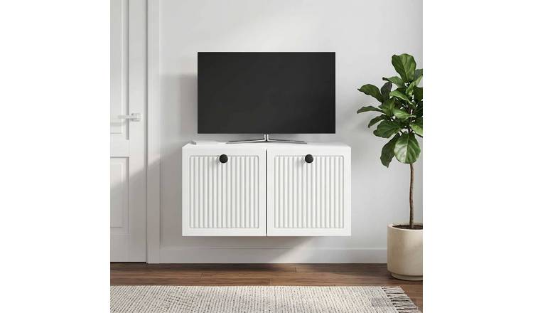 Walplus Engineered Wood Wall Mounted TV Cabinet - White - 59.5 x 41 x 30 cm