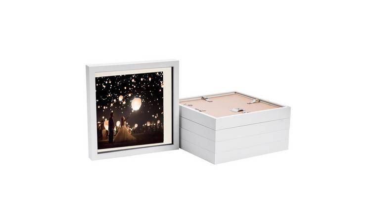 Nicola Spring 3D Box Photo Frames - 10 x 10" with Mount - Set of 5 - White