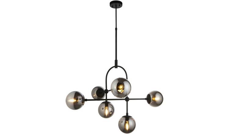 Loops Direct LED E14 Metal Semi Flush Ceiling Light - Matt Black