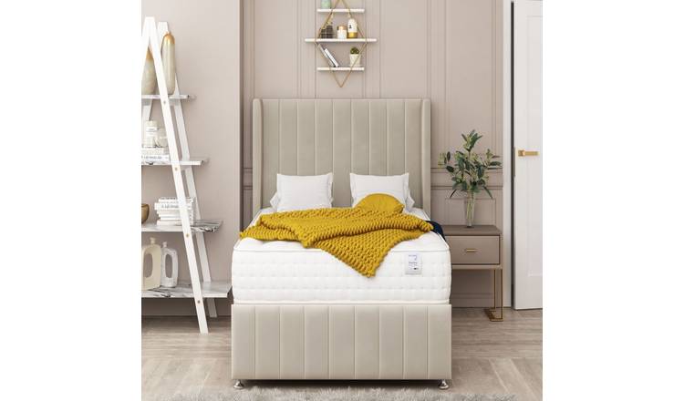 Bed Choices Brisbane Double 2 Drawer 54" Headboard Divan Bed Set - Cream