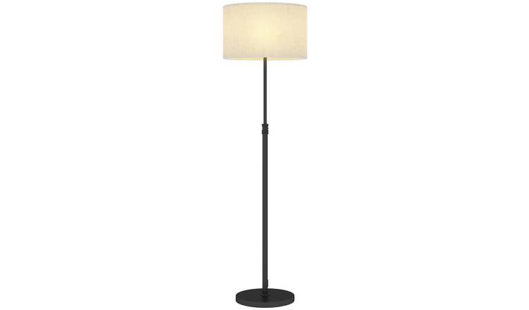 HOMCOM 40cm Linen shade Floor Lamp with Remote and Height Adjustable - Black
