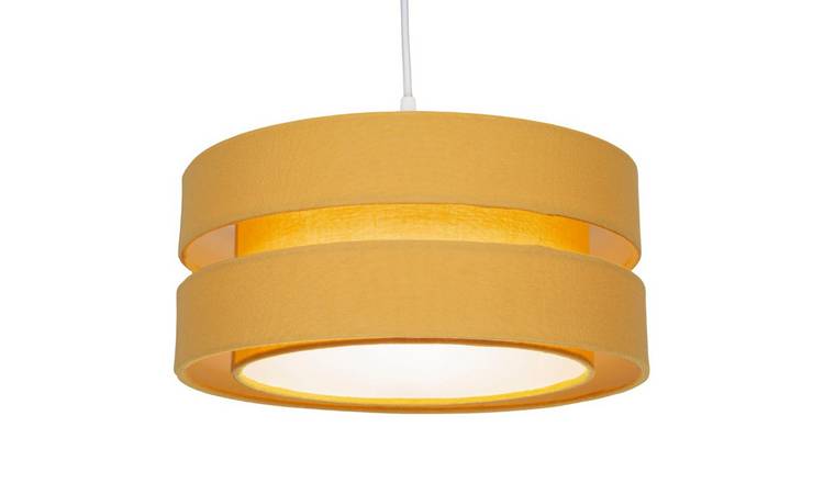 Happy Homewares Mustard Linen Fabric Triple Tier Pendant Shade - 35cm