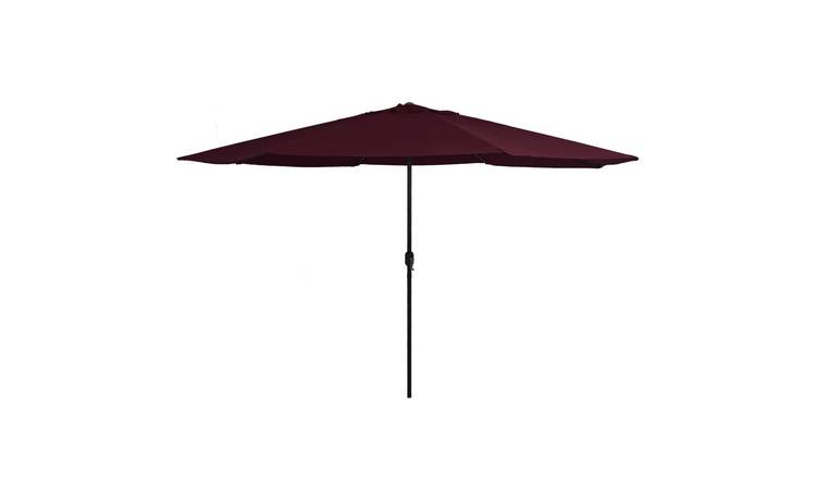 Walplus Polyester Garden Parasol - Bordeaux Red - 390 x 247 cm