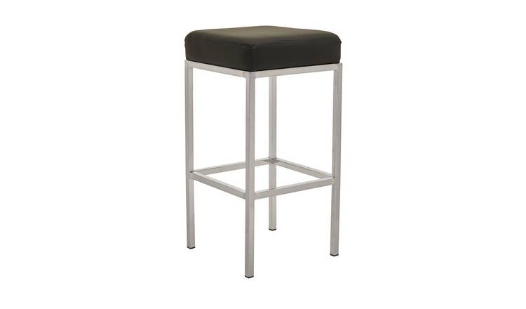 Orsina Baina Faux Leather Bar Stool – Black and Chrome