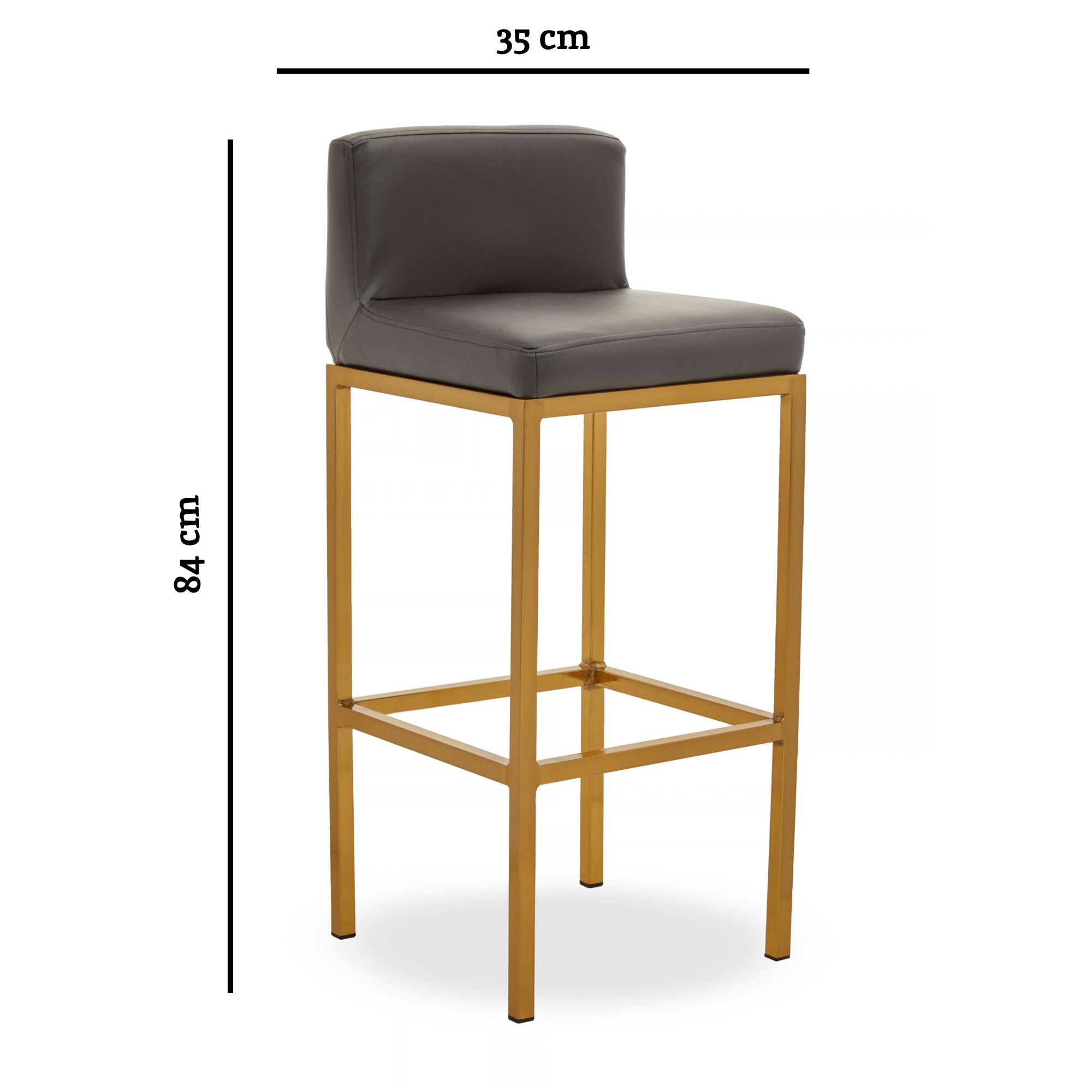 Orsina Baina Faux Leather Bar Chair – Dark Grey and Gold - Image 4