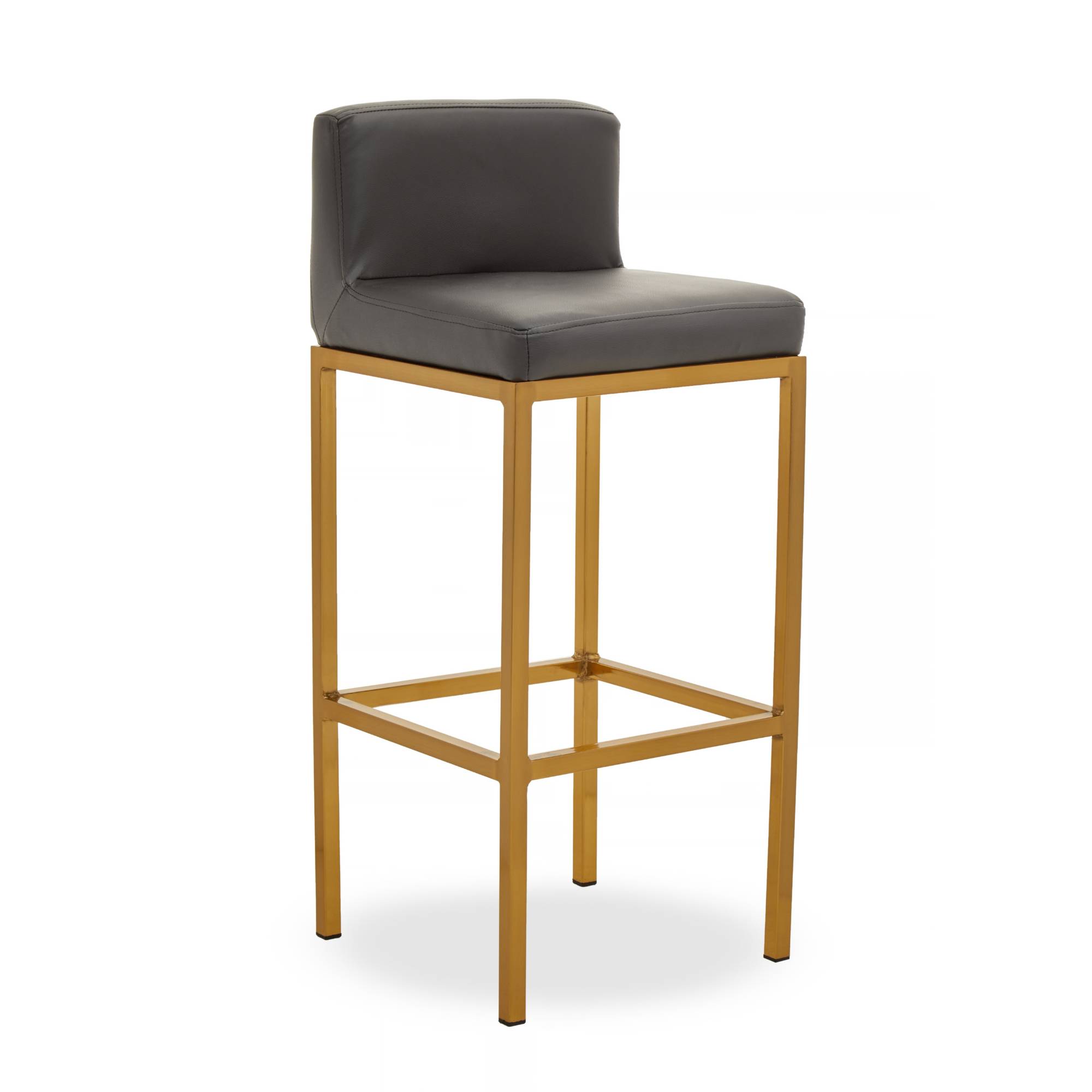 Orsina Baina Faux Leather Bar Chair – Dark Grey and Gold - Image 1