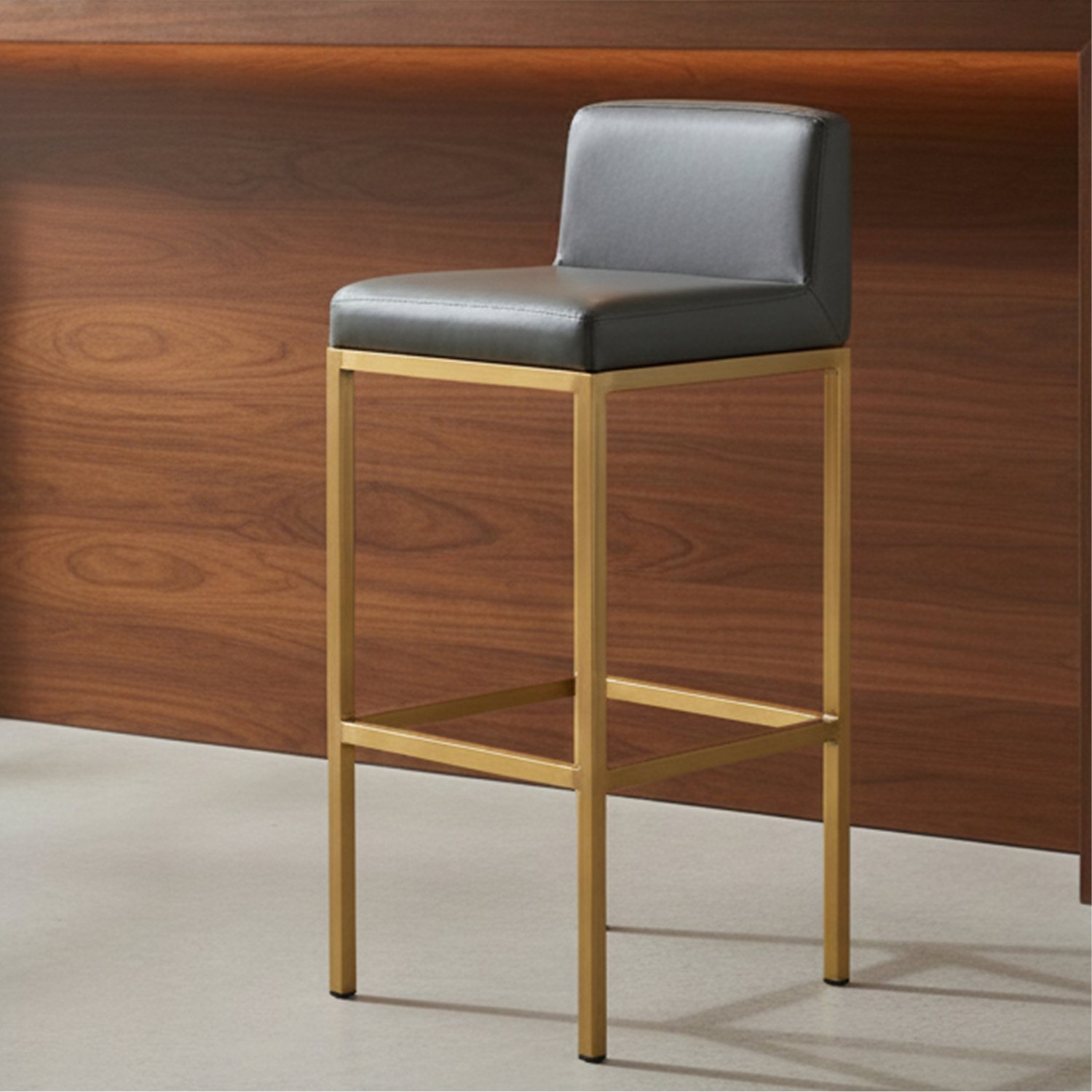 Orsina Baina Faux Leather Bar Chair – Dark Grey and Gold - Image 2