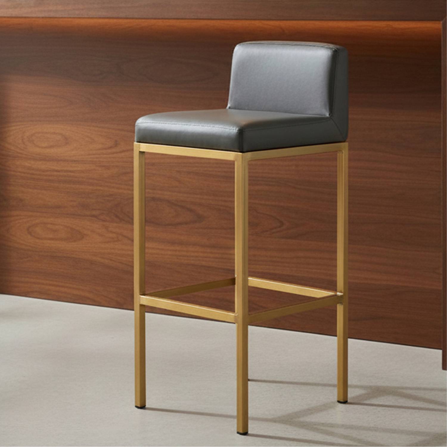 Orsina Baina Faux Leather Bar Chair – Dark Grey and Gold - Image 2