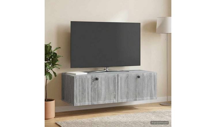 Walplus Engineered Wood Wall Mounted TV Cabinet - Grey Sonoma - 98 x 41 x 30 cm