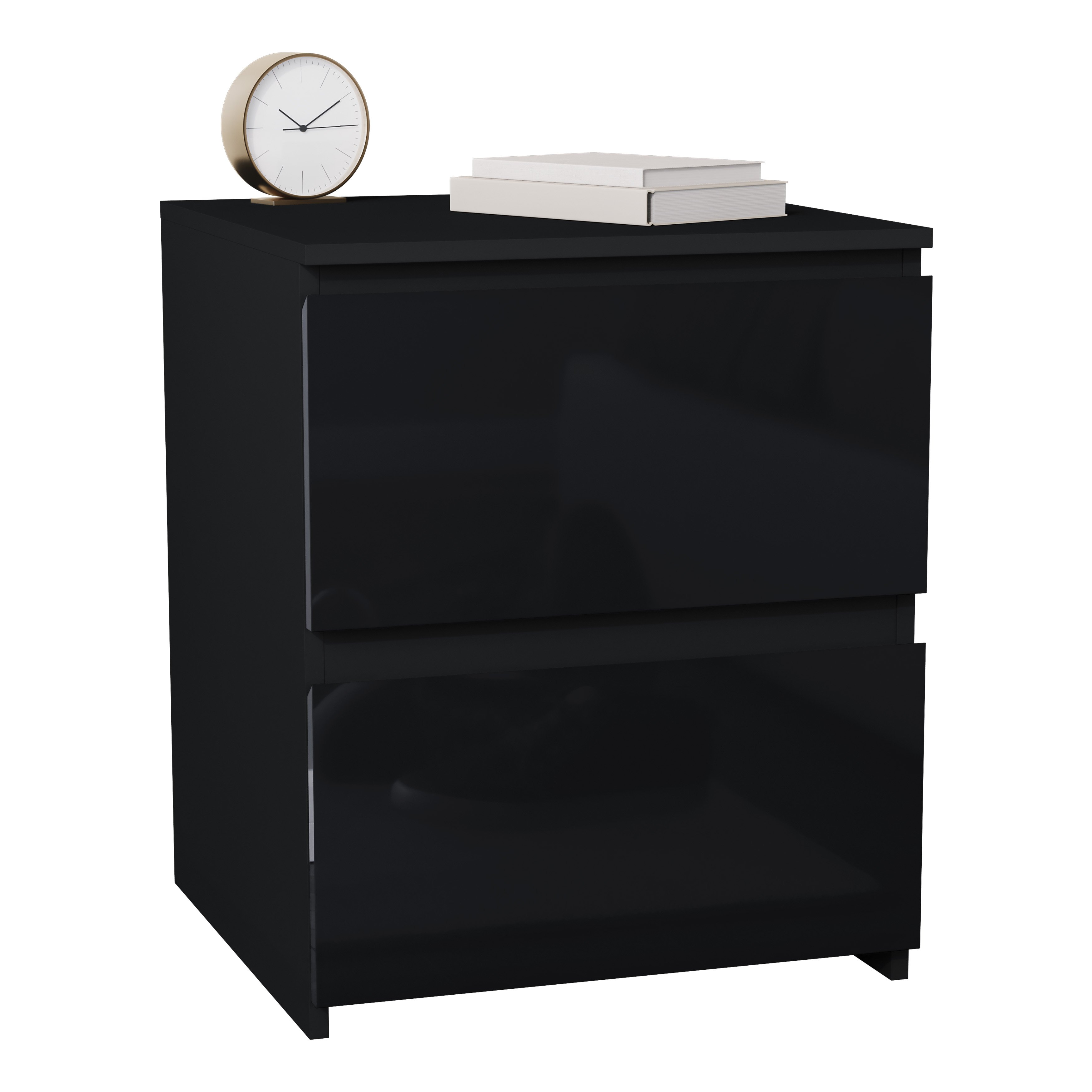 Vida Designs Glinton High Gloss 2 Drawer Bedside Chest - Black - Image 7