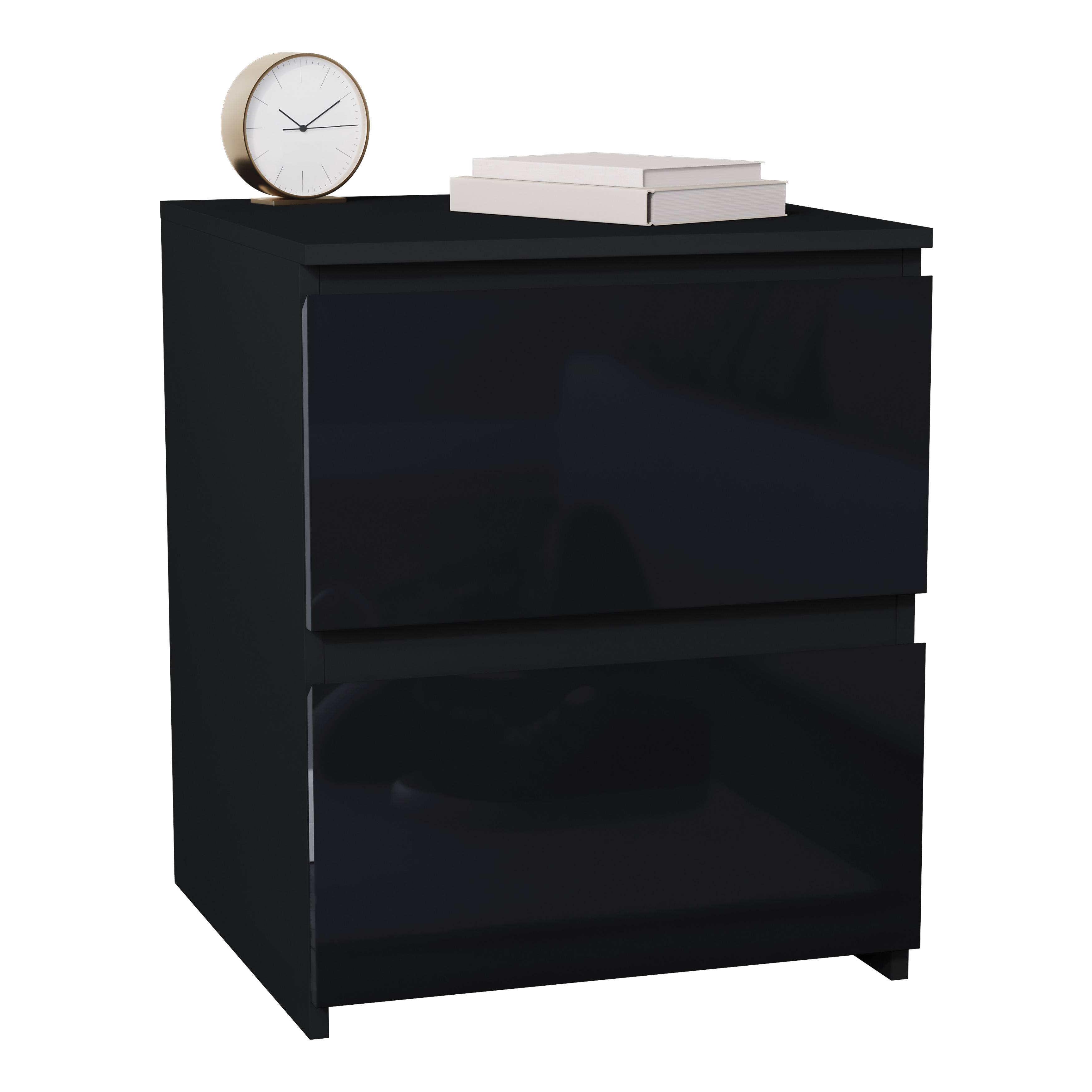 Vida Designs Glinton High Gloss 2 Drawer Bedside Chest - Black - Image 7