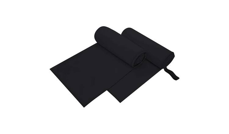 Walplus Pack of 2 Polyester Sports Towels and Polyamide - Black - 100 x 200 cm