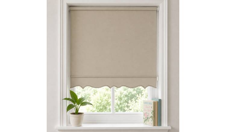 New Edge Blinds Natural Scalloped Edge Roller Blind - 90cm x 165cm