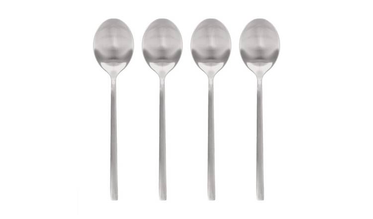 Argon Tableware Stainless Steel Dessert Spoons - Silver - Pack of 4