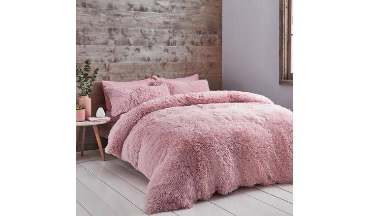 Catherine Lansfield Cuddly Duvet Cover Set - Single - Blush Pink
