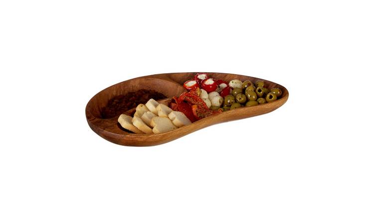 Orsina Kora Acacia 2 Section Bean Shaped Dish - Natural