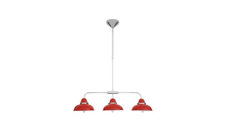 Orsina Jasper Metal Three-Light Pendant Light - Red And Chrome