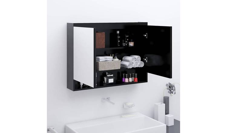 Walplus MDF Mirror Cabinet - Anthracite - 80 x 15 x 60 cm