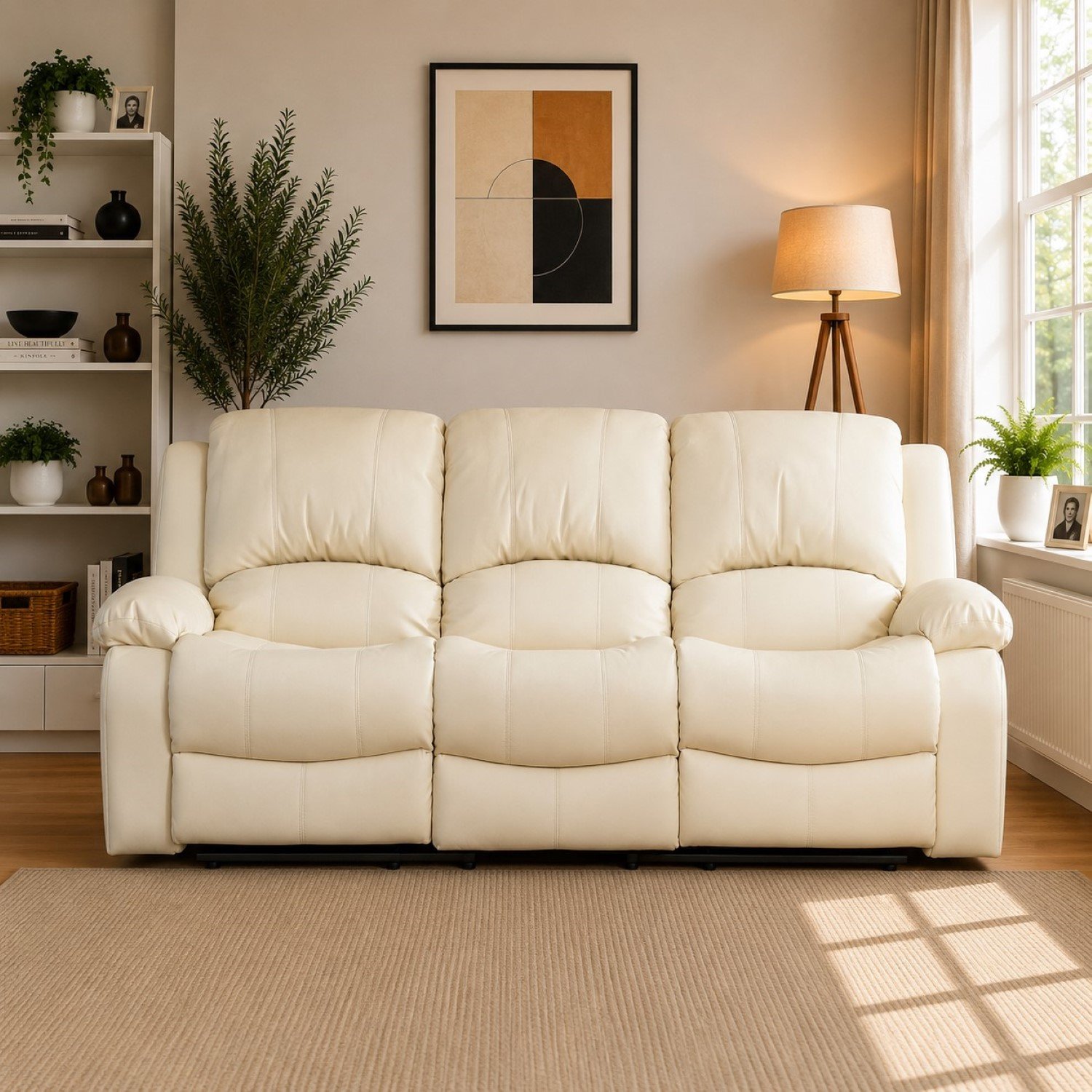 Artemis Home Glendale 3 Seat Manual Recliner Sofa - Cream - Image 3