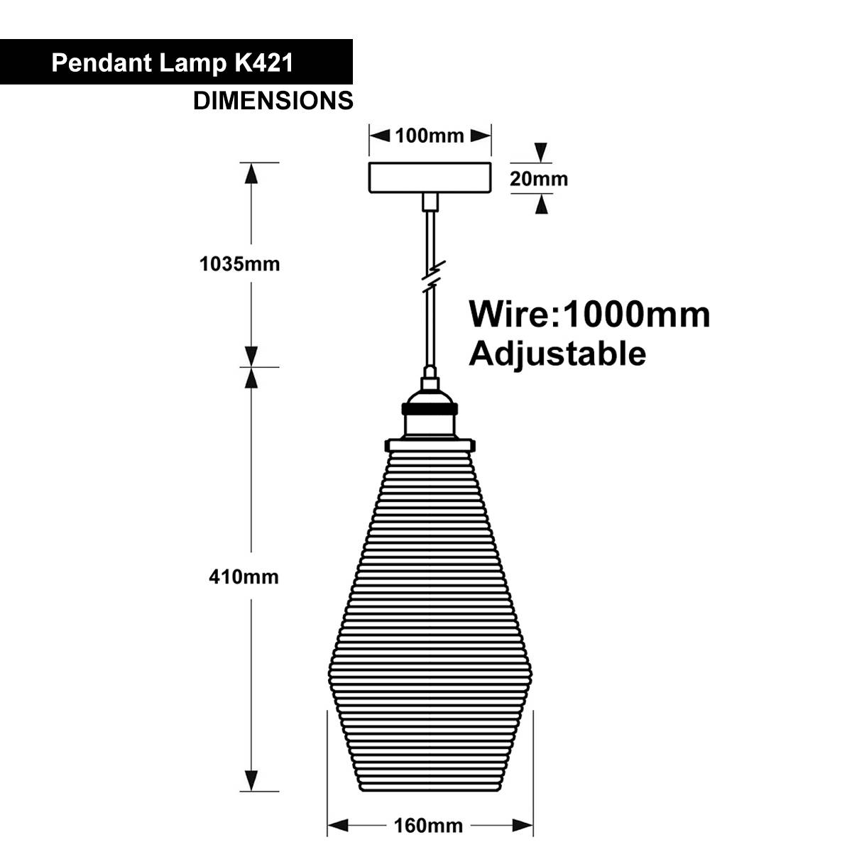 Energy Light Bulbs Smoked Ribbed Glass Ceiling Pendant Light - Grey - Image 2
