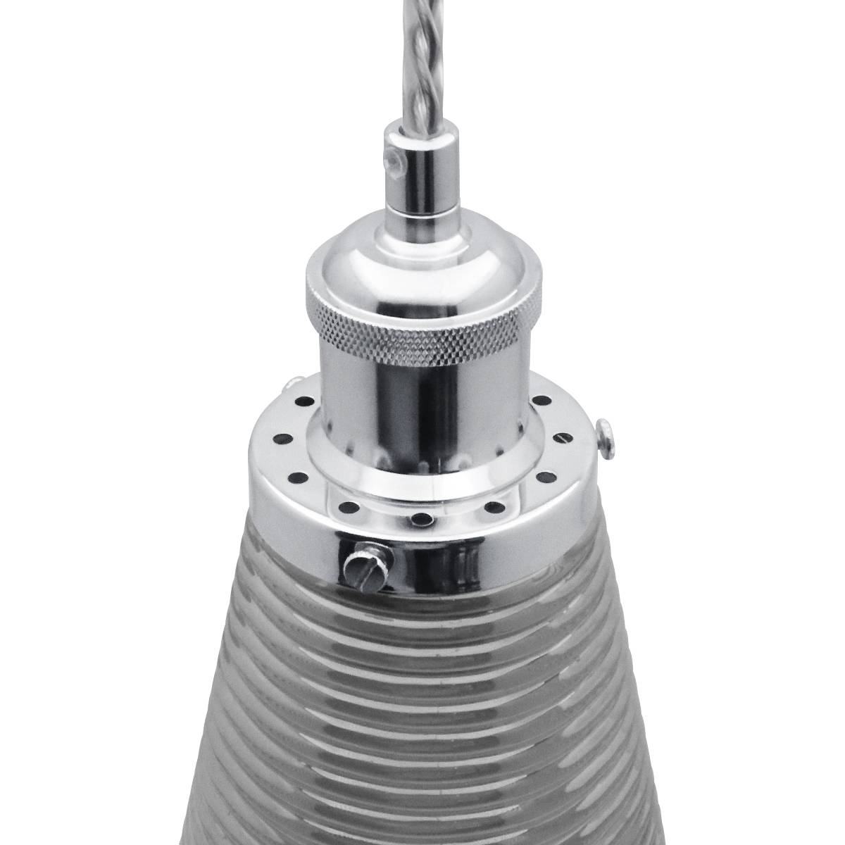 Energy Light Bulbs Smoked Ribbed Glass Ceiling Pendant Light - Grey - Image 4