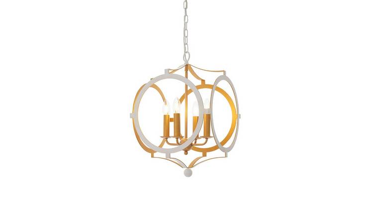 Loops Direct Steel Multi-Arm Pendant Light - Matt White and Gold