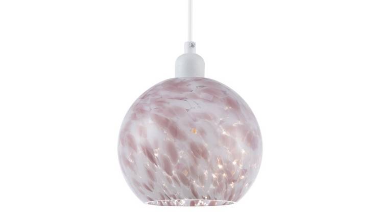Happy Homewares Pink and White Snowflake Glass Pendant Shade - 19cm