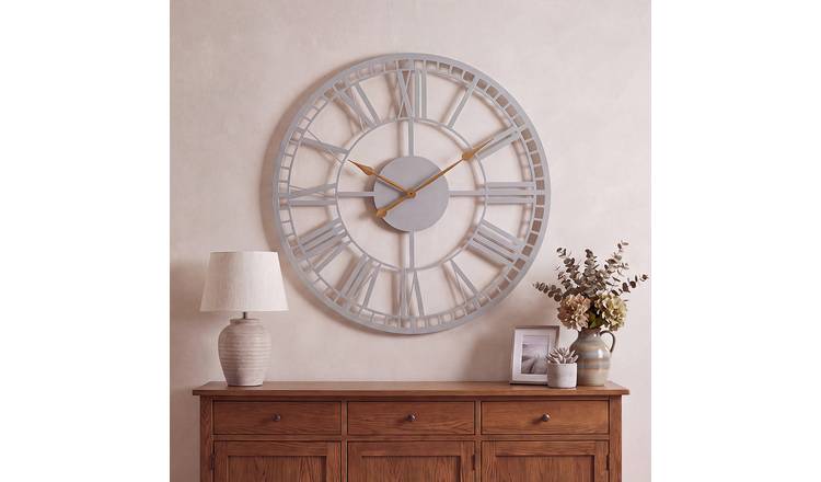 Charles Bentley Malham 97.3cm Round Skeleton Wall Clock - Silver