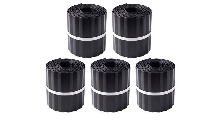 Primrose Black Coated Steel Corrugated Metal Lawn Edging Roll - 25m