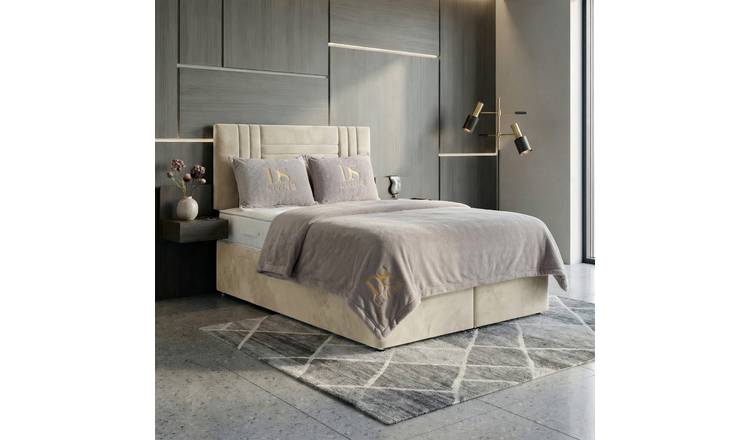 DS Living Orion King Size Upholstered Ottoman Bed Frame - Cream