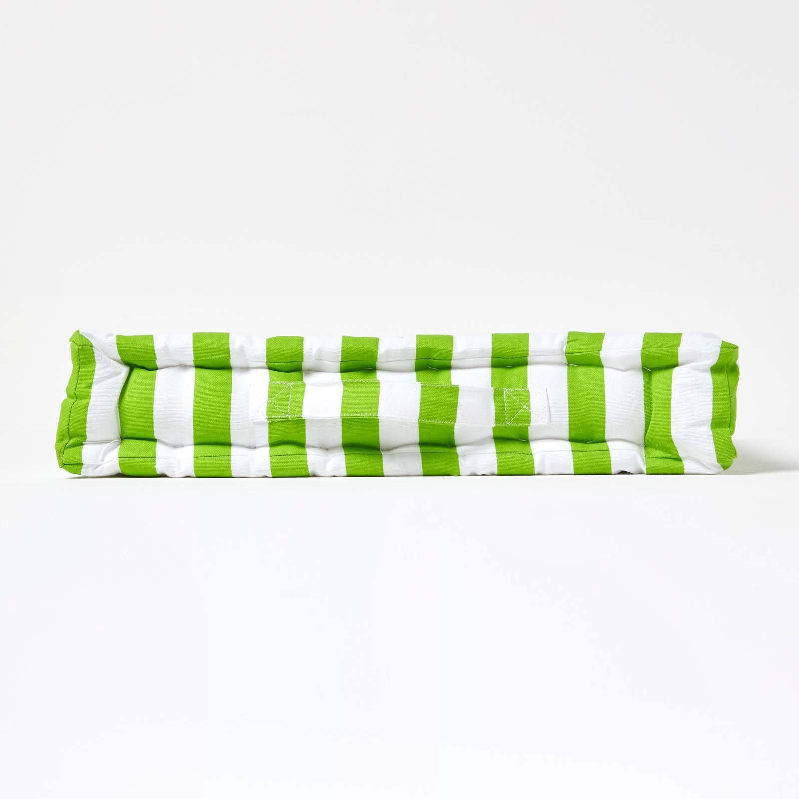 Homescapes Cotton Thick Stripe Floor Cushion – 50 x 50 cm – Green - Image 5