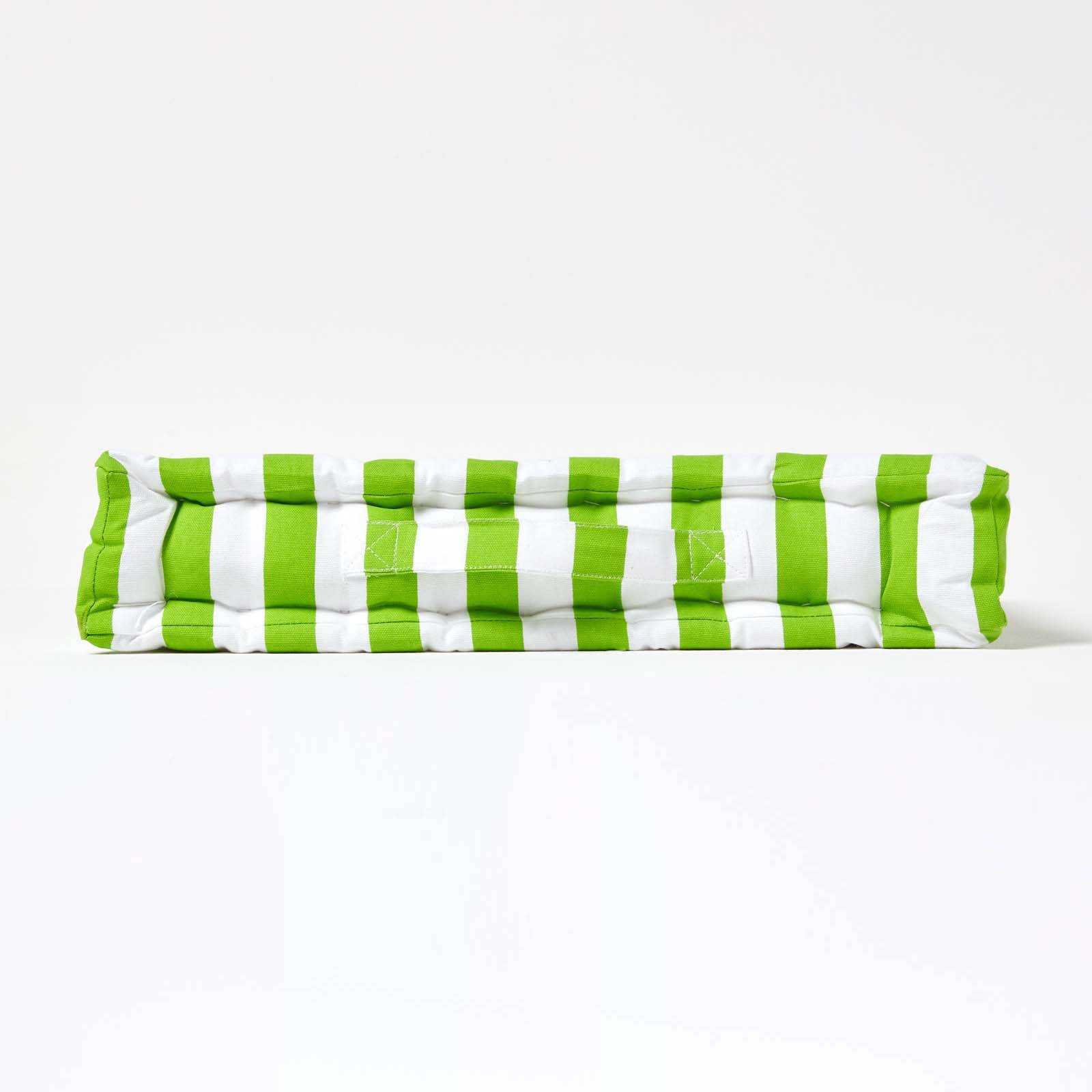 Homescapes Cotton Thick Stripe Floor Cushion – 50 x 50 cm – Green - Image 5