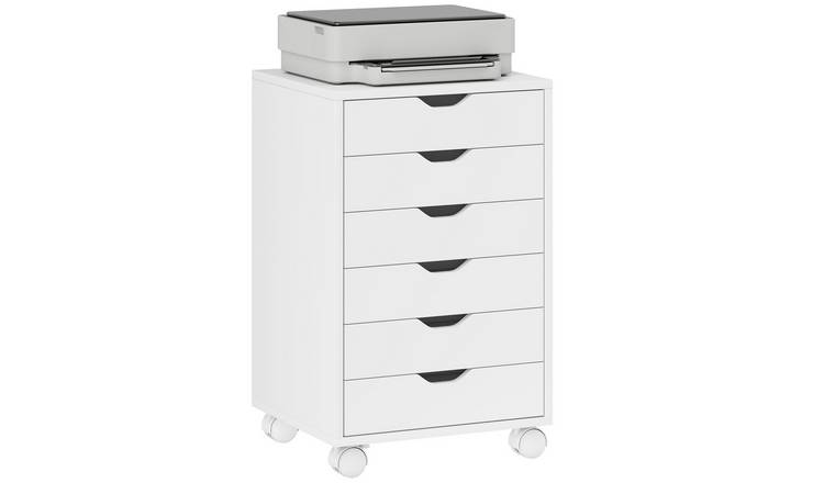 HOMCOM 6 Drawer Under Desk Vertical File Cabinet - White