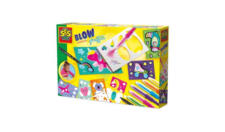 SES Creative Blow Airbrush Graffiti Kids 6 Piece Craft Set