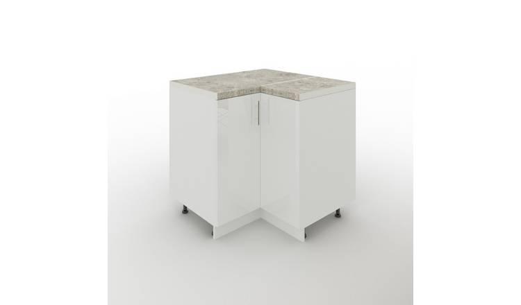 JD Greta 900mm Adjustable Base Corner Cabinet 2 Doors & Worktop - White Gloss