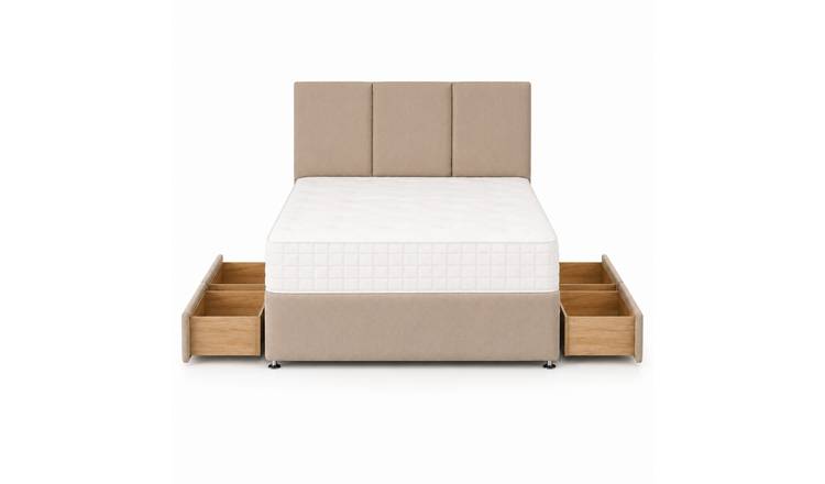 Comfy Deluxe 4ft Small Double  4 Drawer Plush Velvet Divan Bed Set -  Coffee