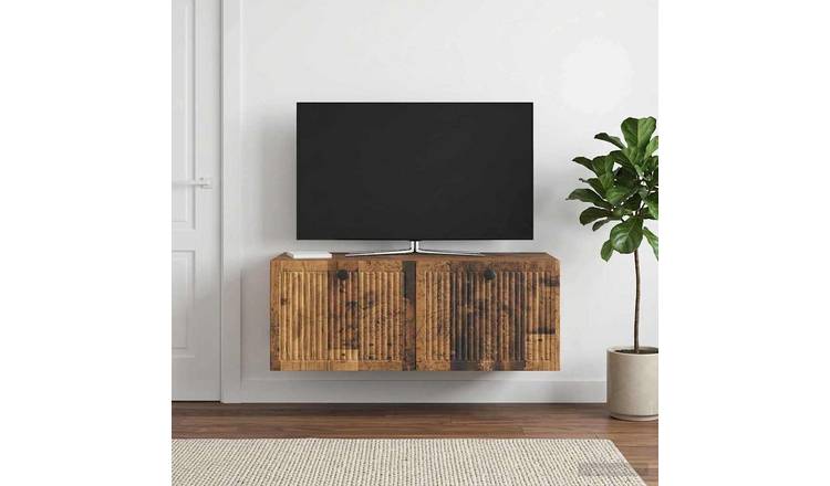 Walplus Engineered Wood Wall Mounted TV Cabinet - Old Wood - 78.5 x 41 x 30 cm