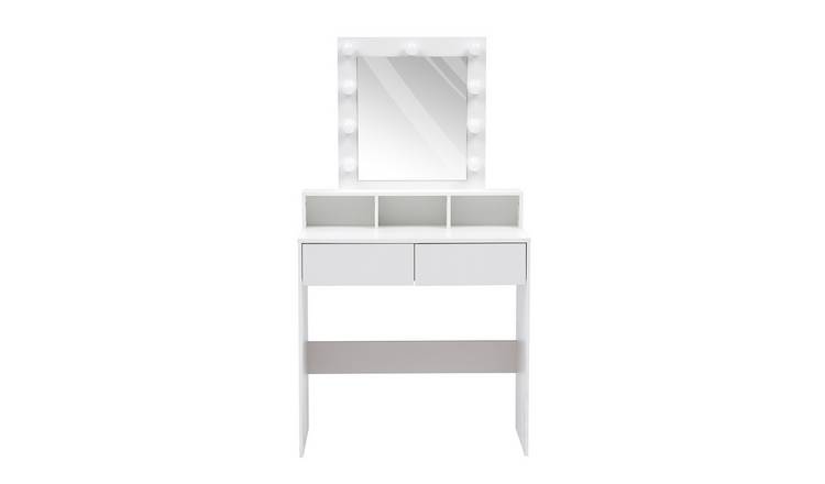 Living and Home Dressing Table with Lighted Mirror - White