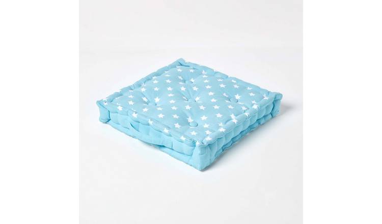 Homescapes Cotton Stars Floor Cushion – 50 x 50 cm – Blue