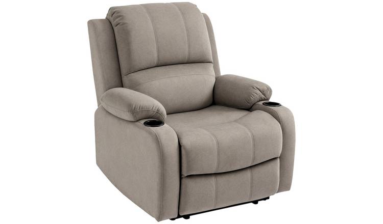 HOMCOM Recliner Chair with Adjustable Leg Rest and Cup Holders - Brown