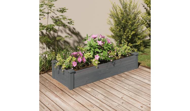 Walplus Firwood Raised Garden Bed - Grey - 120 x 45 x 25 cm