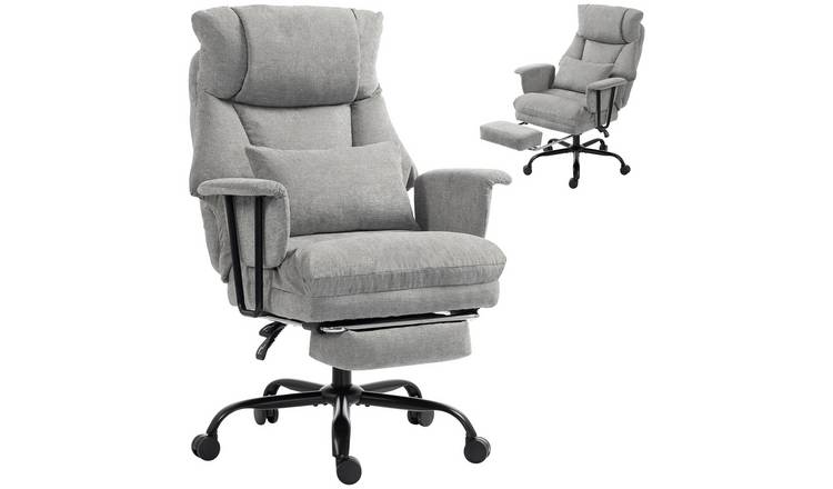 HOMCOM 180kg Heavy Duty Linen Computer Desk Chair - Grey