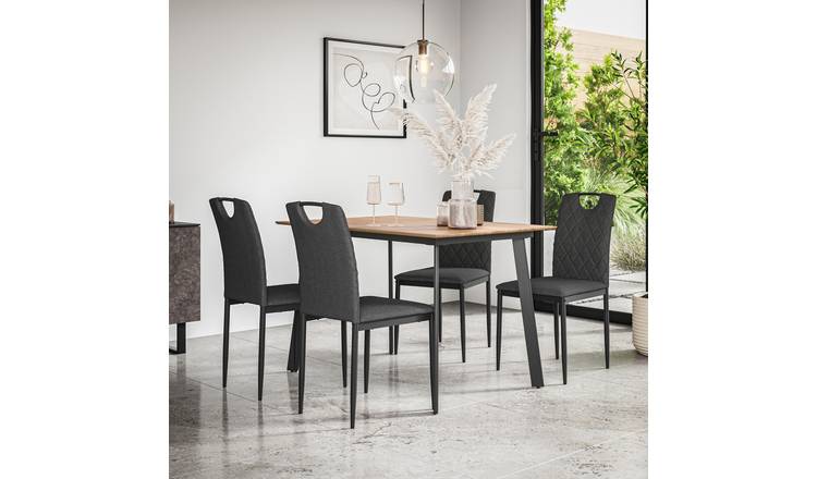 Furniture Online Haydon Monza Oak Effect Dining Table & 6 Charcoal Chairs