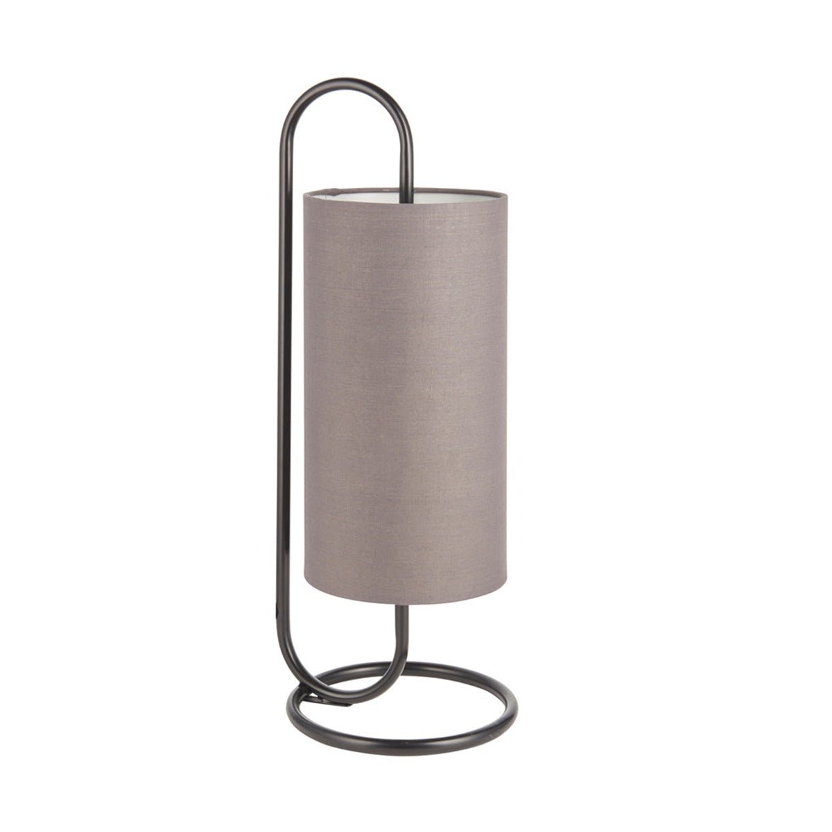 Loops Direct Steel and Fabric Table Lamp - Matt Black and Grey - Image 1