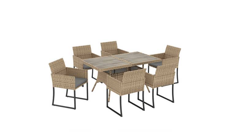 Outsunny Rattan Cushioned Garden Dining Set - Light Brown
